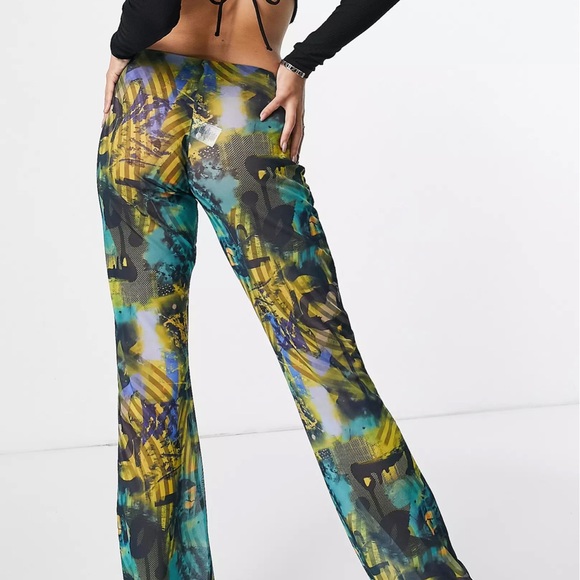 Abstract Burn Print Mesh Bootcut Trouser by Jaden London size 4 - Picture 2 of 6